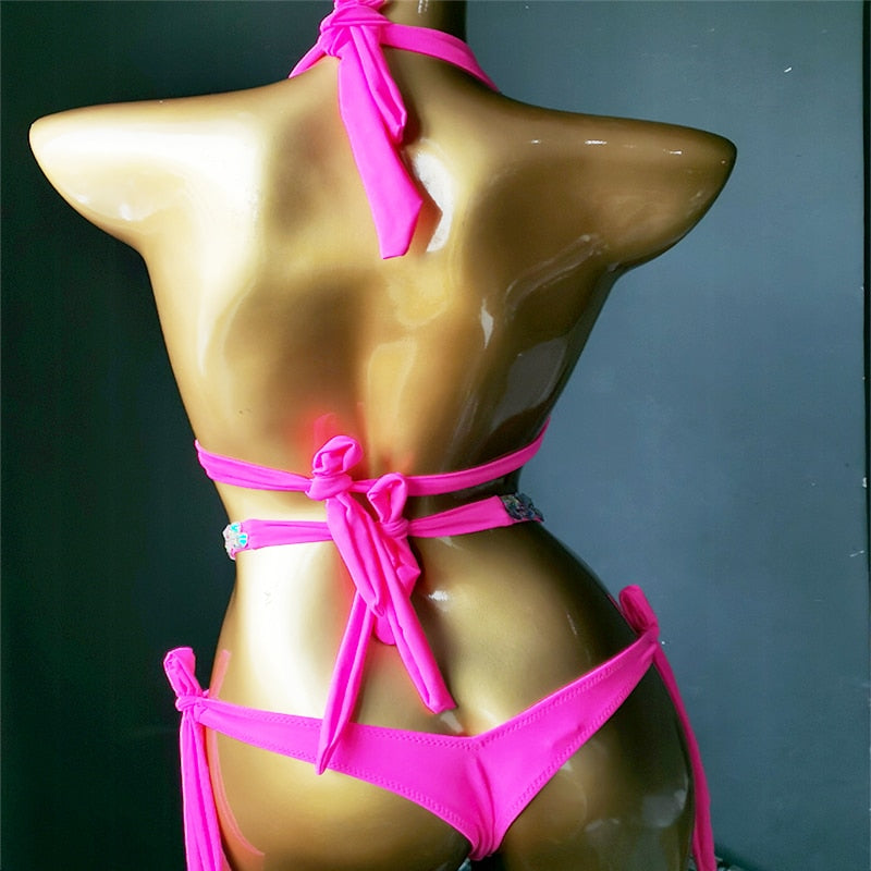 2021 venus vacation crystal bikini set diamond swimwear rhinestone bathing suit bling stones swimsuit beachwear