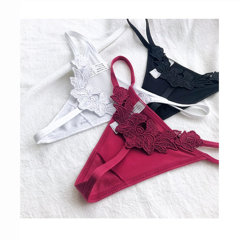 Floral Embroidered Sexy Briefs Low Waist G-String Seduction Thin Women Underwear Seamless Sexy Hollow Out Panties Thong Lingerie