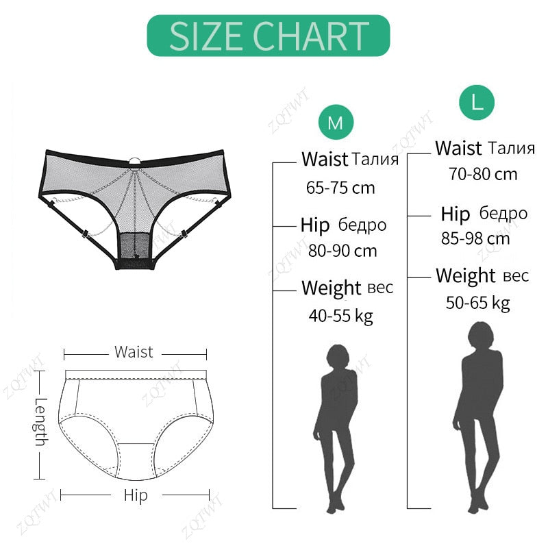 Hot Sexy Women Panties Lace Metal Chain G String Girls Briefs Mesh Hollow Out Thong Erotic Underwear Low Waist Female Intimates