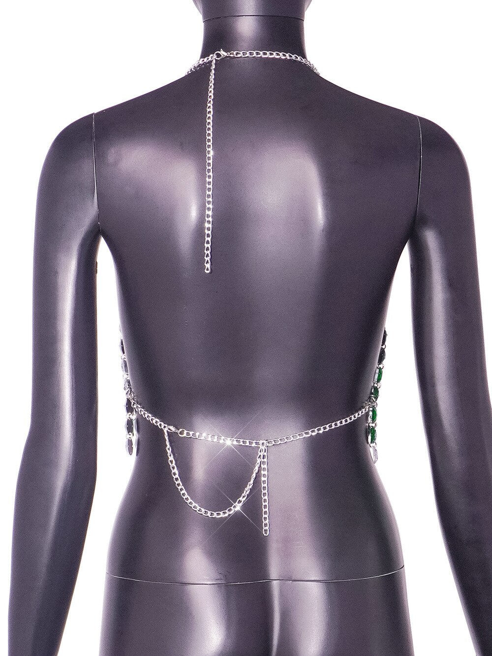 Crop Top Sexy Body Chain Bra Women's Jewelry Luxury Halter Top Rhinestone Party Nightclub Crystal Diamonds Charming DJ Bikini