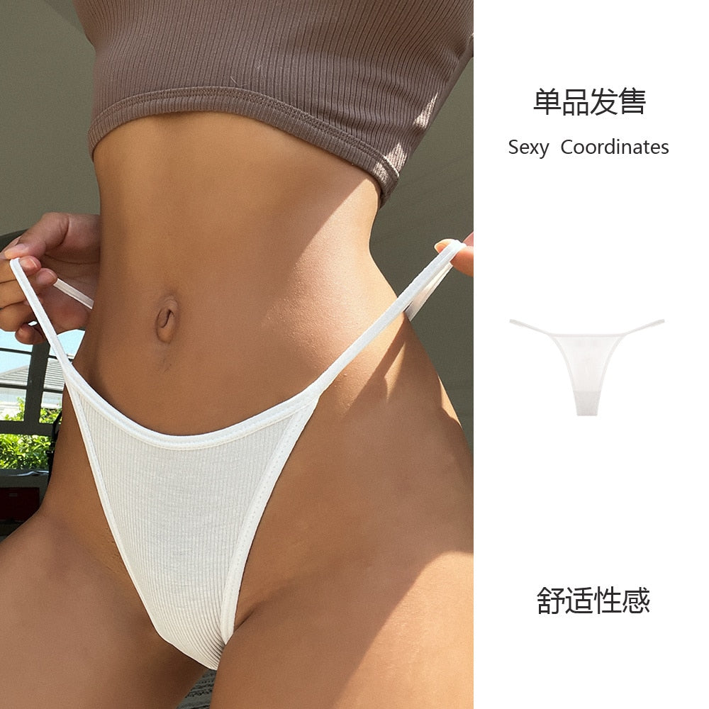 SP&CITY Simple Striped Thin Sexy Thongs Fashion Sports Women's Underwear Low Waist Traceless Panties Cotton Seamless Briefs