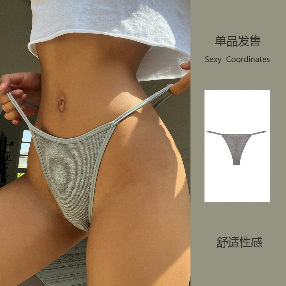 SP&amp;CITY Simple Striped Thin Sexy Thongs Fashion Sports Women&#39;s Underwear Low Waist  Traceless Panties Cotton Seamless Briefs