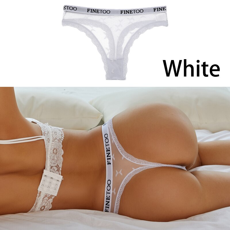 Sexy Lace Women's Thong FINETOO Perspective Thongs Women Panties Low Waist T-Back Female Underpants Soft Breathable Lingerie
