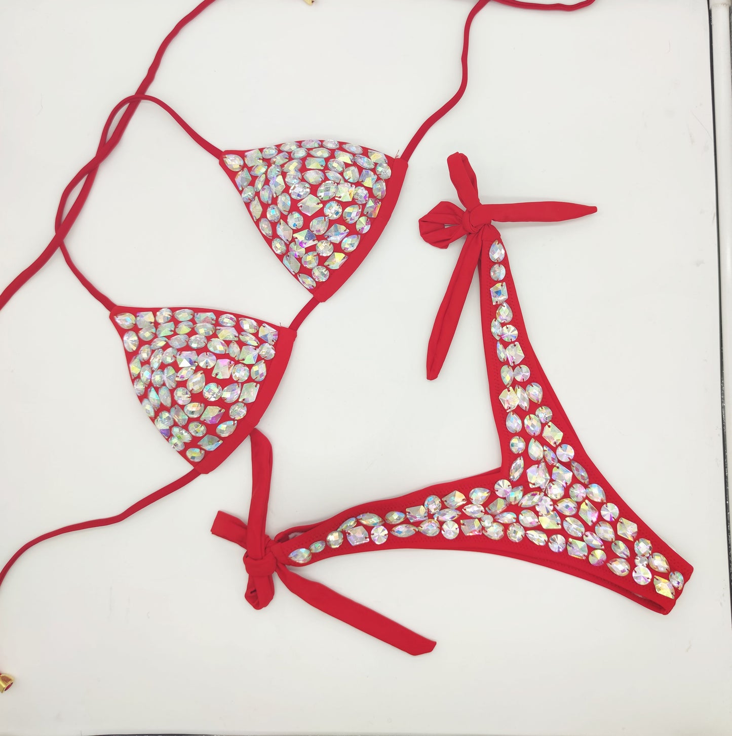 Fashion Diamond Bikini Set Rhinestone Swimwear Crystal Bathing Suit Sexy Women Biquini Bling Stones Sexy Halter Crystal Swimsuit