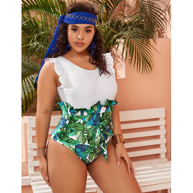 Sexy One-piece Large Size Swimwear 2021With Push Up Women Plus Size Swimsuit Closed Body Female Bathing Suit For Pool Beach Wear