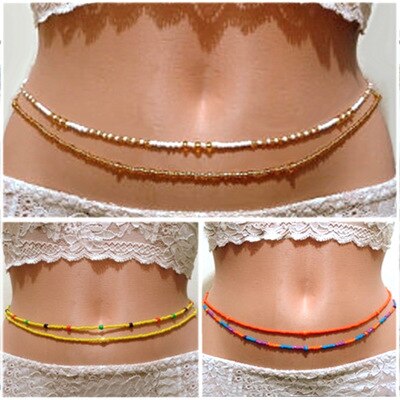 Bohemian Waist Bead Body Jewelry Bikini Summer Beach African Gypsy Belt Colorful Beaded Belly Body Chain for Women Chain Belt