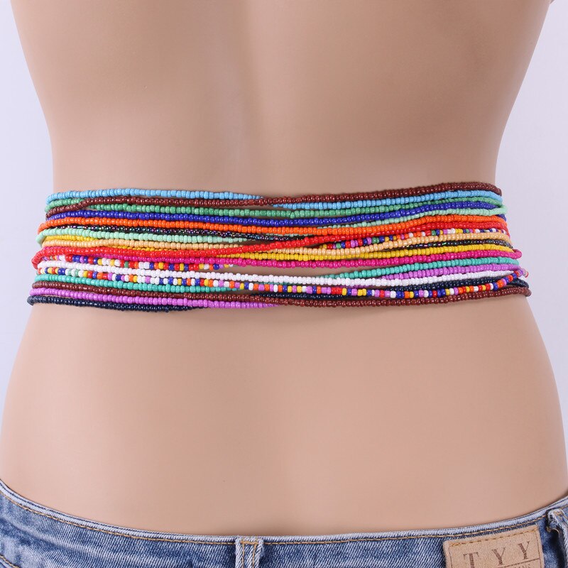 Bohemian Waist Bead Body Jewelry Bikini Summer Beach African Gypsy Belt Colorful Beaded Belly Body Chain for Women Chain Belt