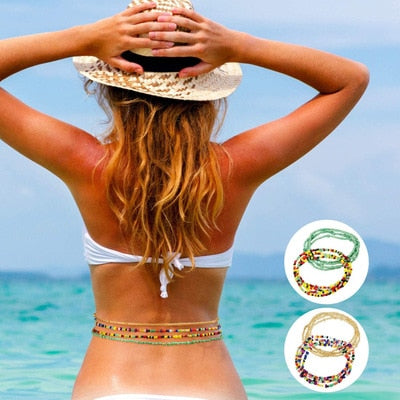 Bohemian Waist Bead Body Jewelry Bikini Summer Beach African Gypsy Belt Colorful Beaded Belly Body Chain for Women Chain Belt