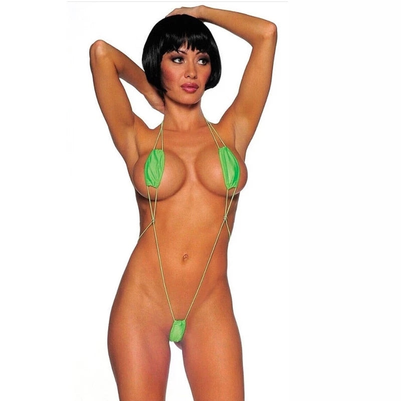Women Swimwear Lingerie Bikini Mini V-string Thong Slingshot One-Piece Thong Bikini 2020 New Arrival