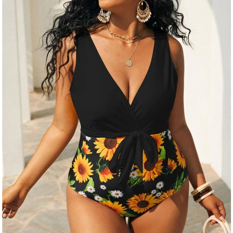 Sexy One-Piece Large Size Swimwear 2022 Push Up Women Plus Size Swimsuit Closed Bodysuit Female Bathing Suit For Pool Beachwear