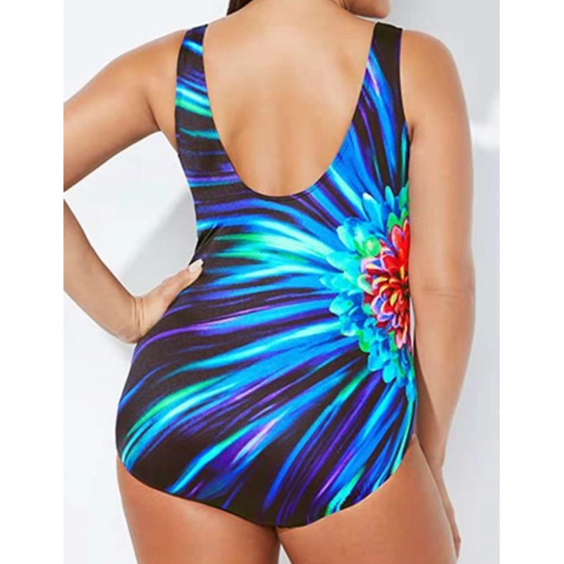 Sexy Print One-Piece Large Size Swimwear Push Up Women Plus Size Swimsuit Closed Female Body Bathing Suit For Pool Beach Wear