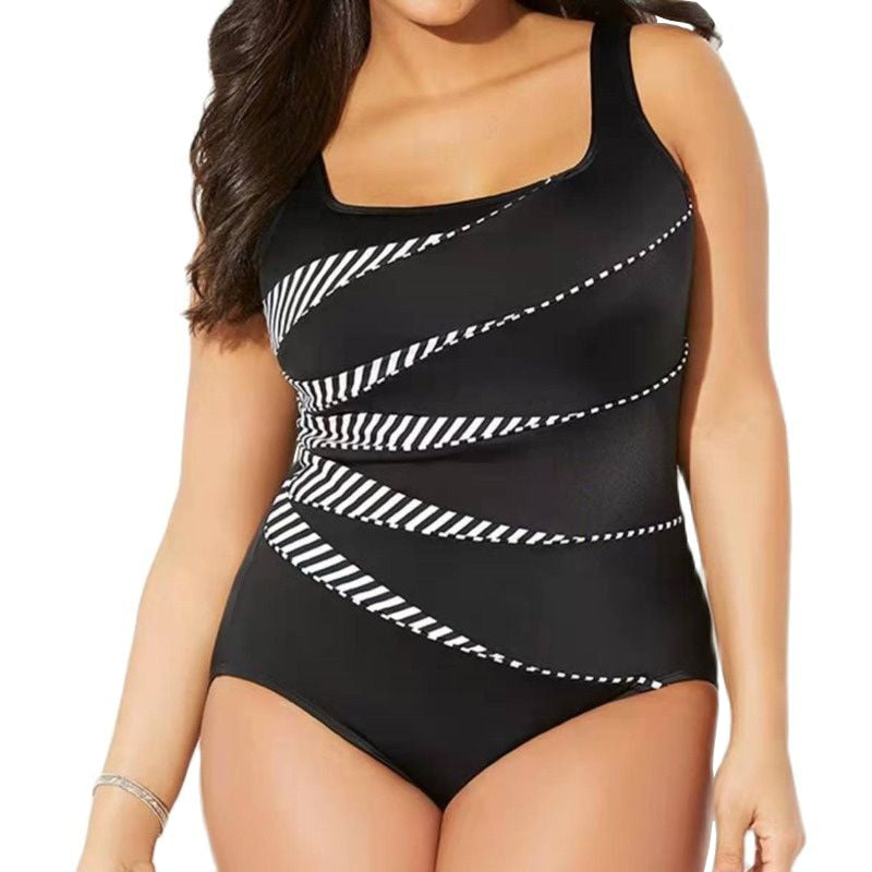Sexy Print One-Piece Large Size Swimwear Push Up Women Plus Size Swimsuit Closed Female Body Bathing Suit For Pool Beach Wear