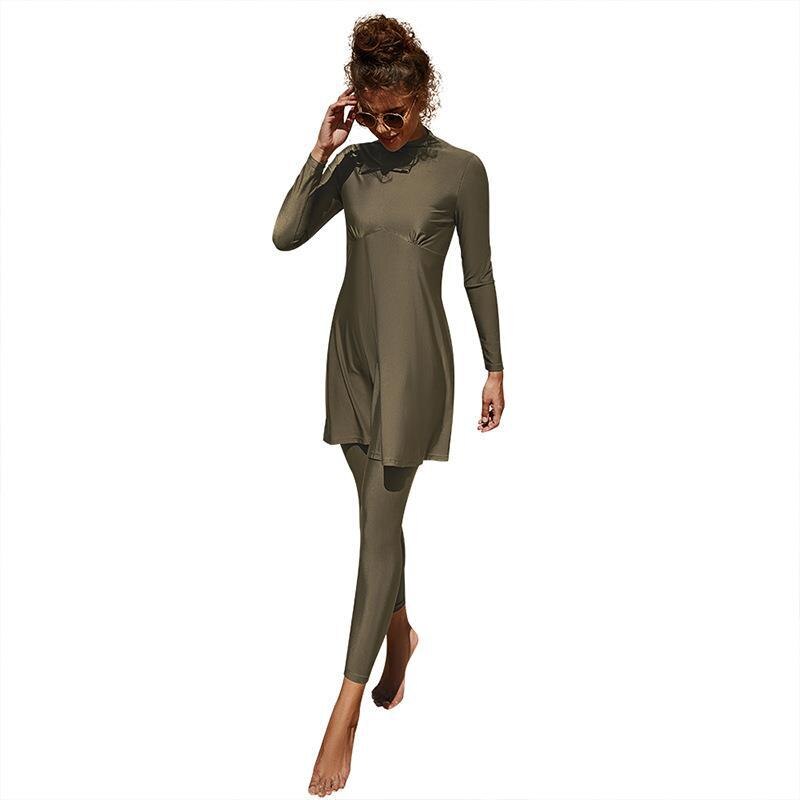 Summer Burkini Muslim Women Swim Suit Two-Piece Plus Size Quick Dry Long Sleeve Conservative Suit Beach Surfing Swimwear