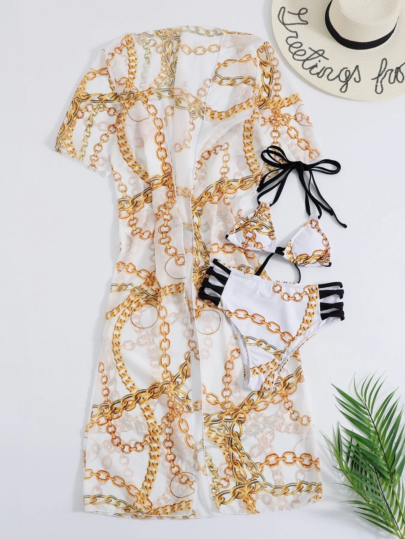 Three Piece Bikini Set Women's Swimsuit Beach Maxi Dress Bikini Cover Up Swimwear Women 2022 Triangle Cup Print Sexy Bikini