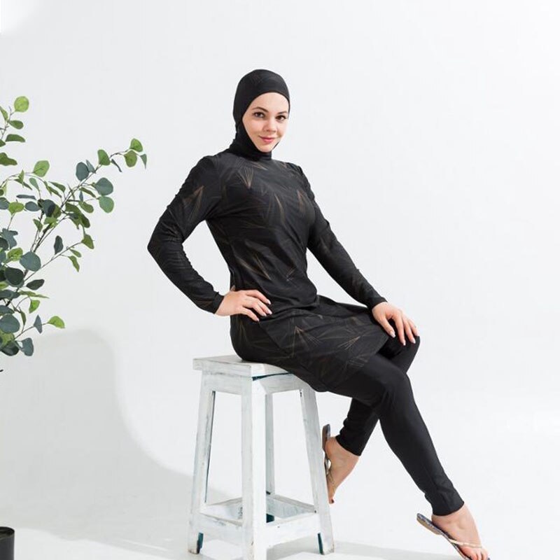 3PCS Muslim swimwear for women long sleeve swimsuit printing maillots de bains musulmans maillot femme musulman burkini modest