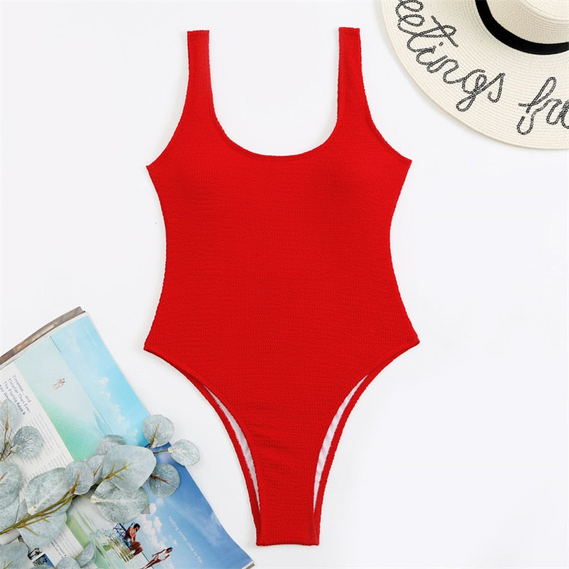 One Piece Swimsuit Women Sexy Solid Thong Swimwear 2023 New Monokini Beach Bathing Suit Brazilian Swimming Suits Female Summer L