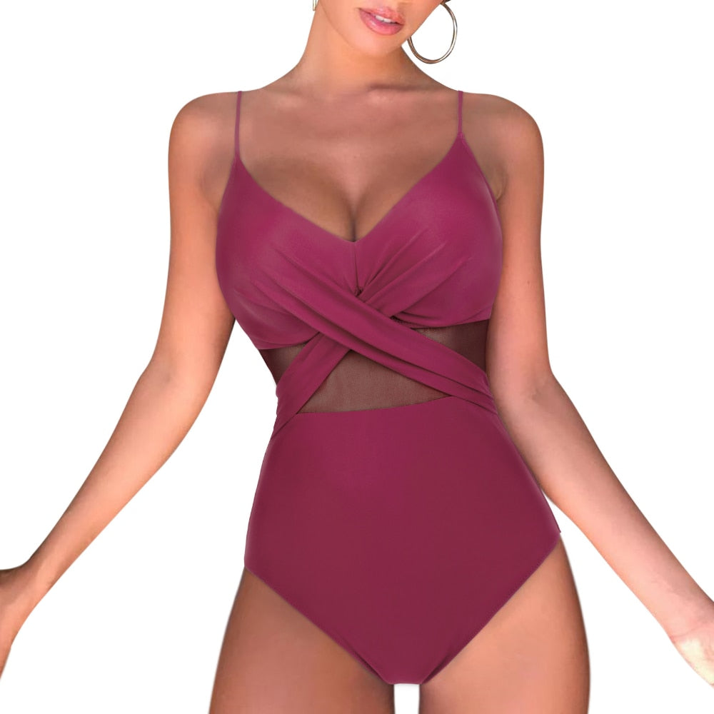 Push Up One Piece Swimsuit Women 2023 Cut Out Swimwear Female High Waist Beachwear XL Halter Monokini Women Swimsuit One Piece