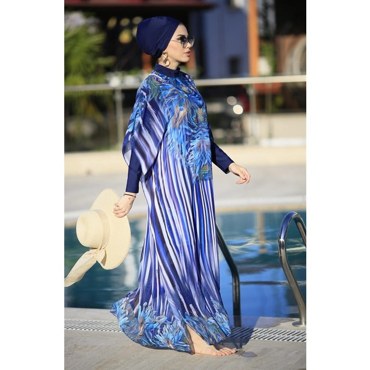 Muslim Modest Swimwear Hijab Swimsuit Women Swimming Suit Cover Ups Hijabs For Woman Burkini Islamic Long Sleeve Swim Bathing