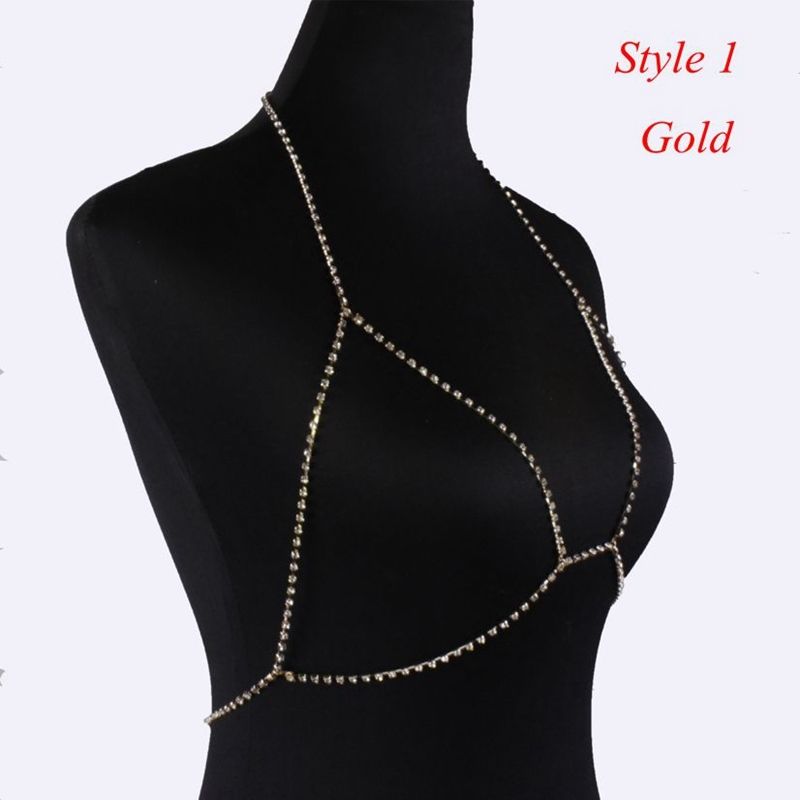 Women Summer Sexy Shiny Crystal Rhinestone Bra Chest Body Chain Bikini Jewelry Leg Chains for Women Summer Beach Dress Sexy