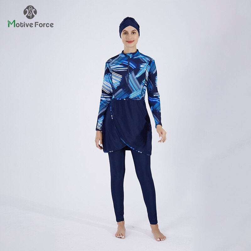 3PCS women muslim swimwear long sleeve swimsuit muslimah swimming burkini turban pants maillots de bains musulmans maillot femme