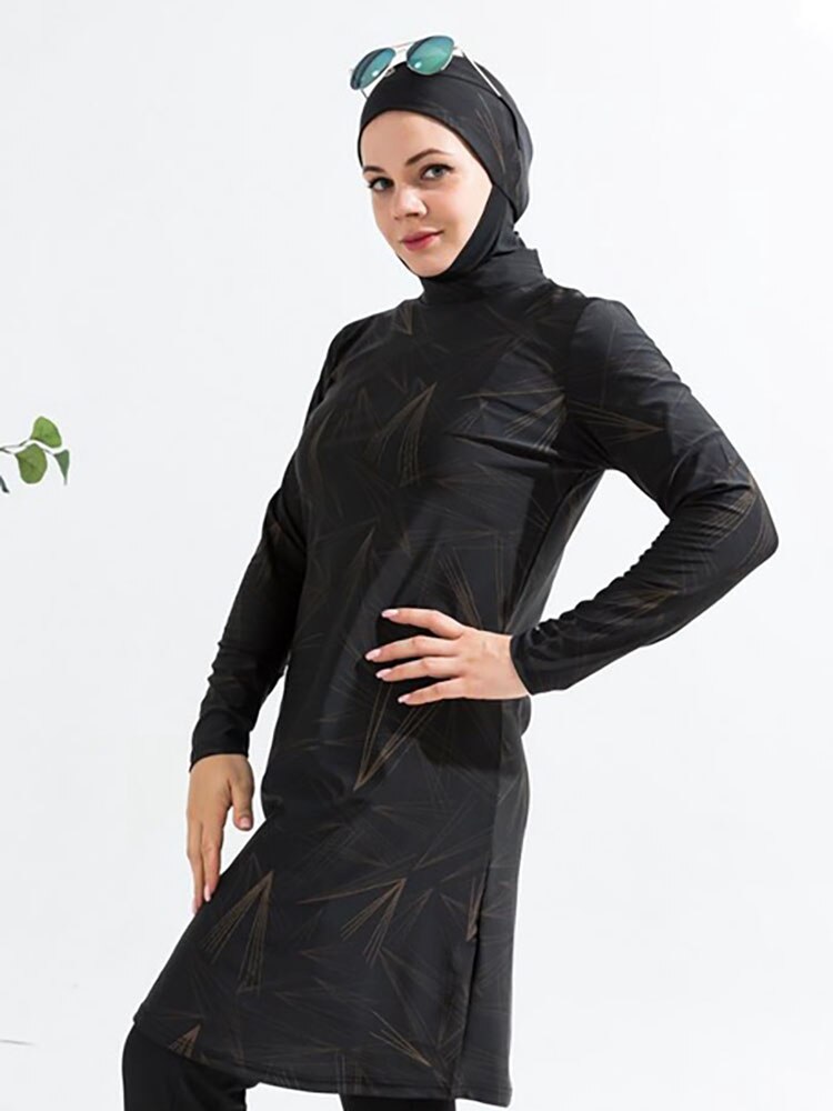3PCS Muslim swimwear for women long sleeve swimsuit printing maillots de bains musulmans maillot femme musulman burkini modest
