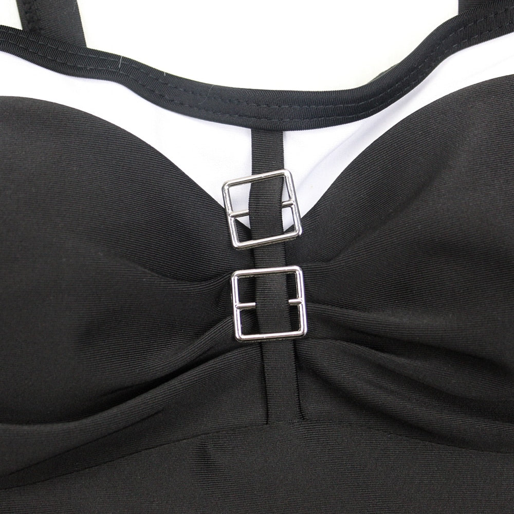 2022 Black Swimsuits Women One Piece Bikinis Summer Bathing Suits Female Sexy Sliming Beach Wear Solid Swimwear