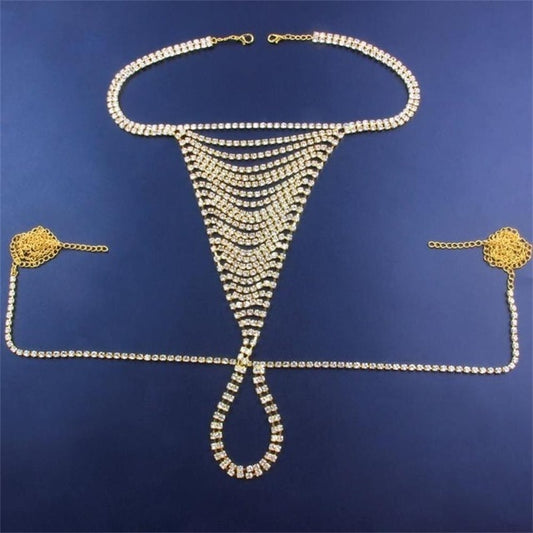 Stonefans Body Chain Jewelry for Women Belt Bikini Plus Size Thong Adjustable Sexy Rhinestone Panties Lingerie Exotic Thong