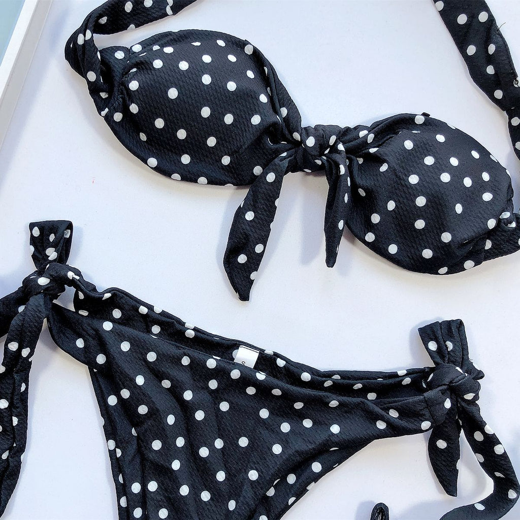 Beach Bikini 2023 Woman Sexy Front Lace Up Tie Strapless Leopard Swimsuit Female Push Up Ruffled Bow Bathing Suit Thong Swimwear
