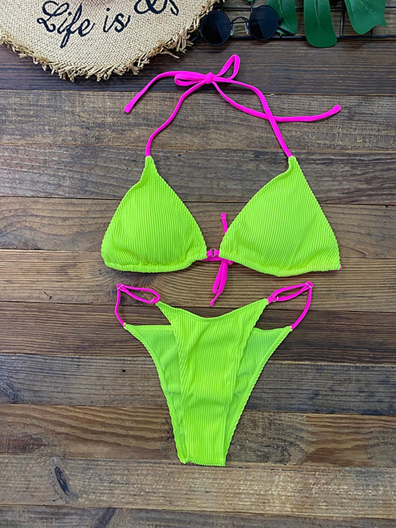 Sexy Micro Bikini Set Thong Swimsuit Spaghetti Strap Beachwear Bikinis Women 2023 New Bathing Suit Biquini Swimwear