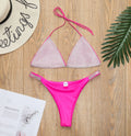 Summer Crystal Diamond Sexy Bikini Set Women's Luxury Rhinestone Silver Swimsuit Sling Push Bandage Swimsuit Beach Bikini Set