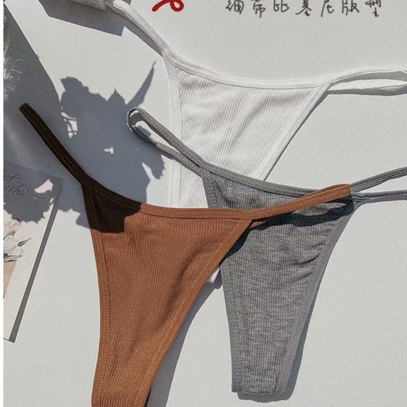 SP&amp;CITY Simple Striped Thin Sexy Thongs Fashion Sports Women's Underwear Low Waist  Traceless Panties Cotton Seamless Briefs