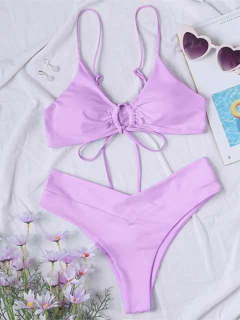 Strappy Bandage Push Up Bikini Set