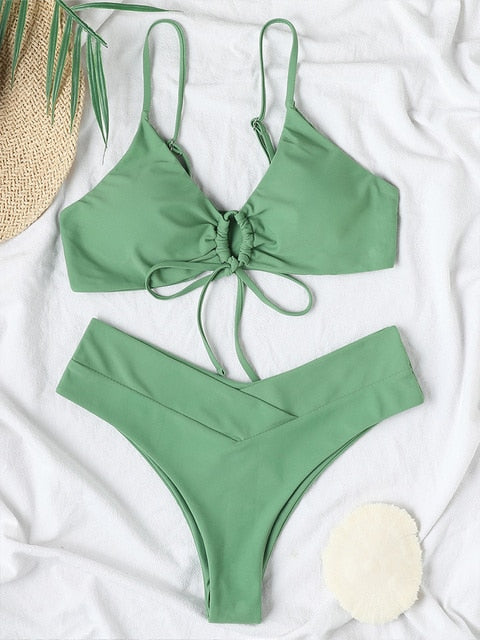 Strappy Bandage Push Up Bikini Set
