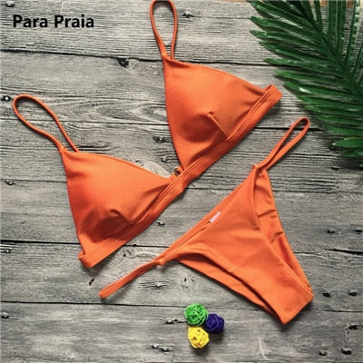 Halter Low Waist Brazilian Push Up Bikini Set