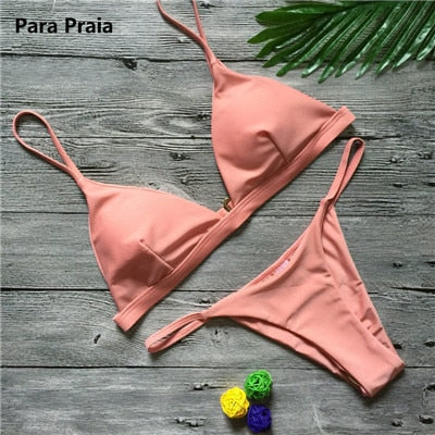 Halter Low Waist Brazilian Push Up Bikini Set
