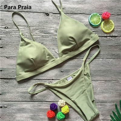 Halter Low Waist Brazilian Push Up Bikini Set