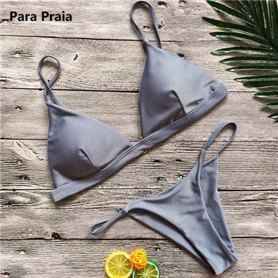 Halter Low Waist Brazilian Push Up Bikini Set