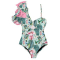 Fashion One Shoulder Ruffled Pleated Swimsuit Sling Hollow One Piece Bikini Sexy Backless Slim Beachwear Elegant Strap Cover Up