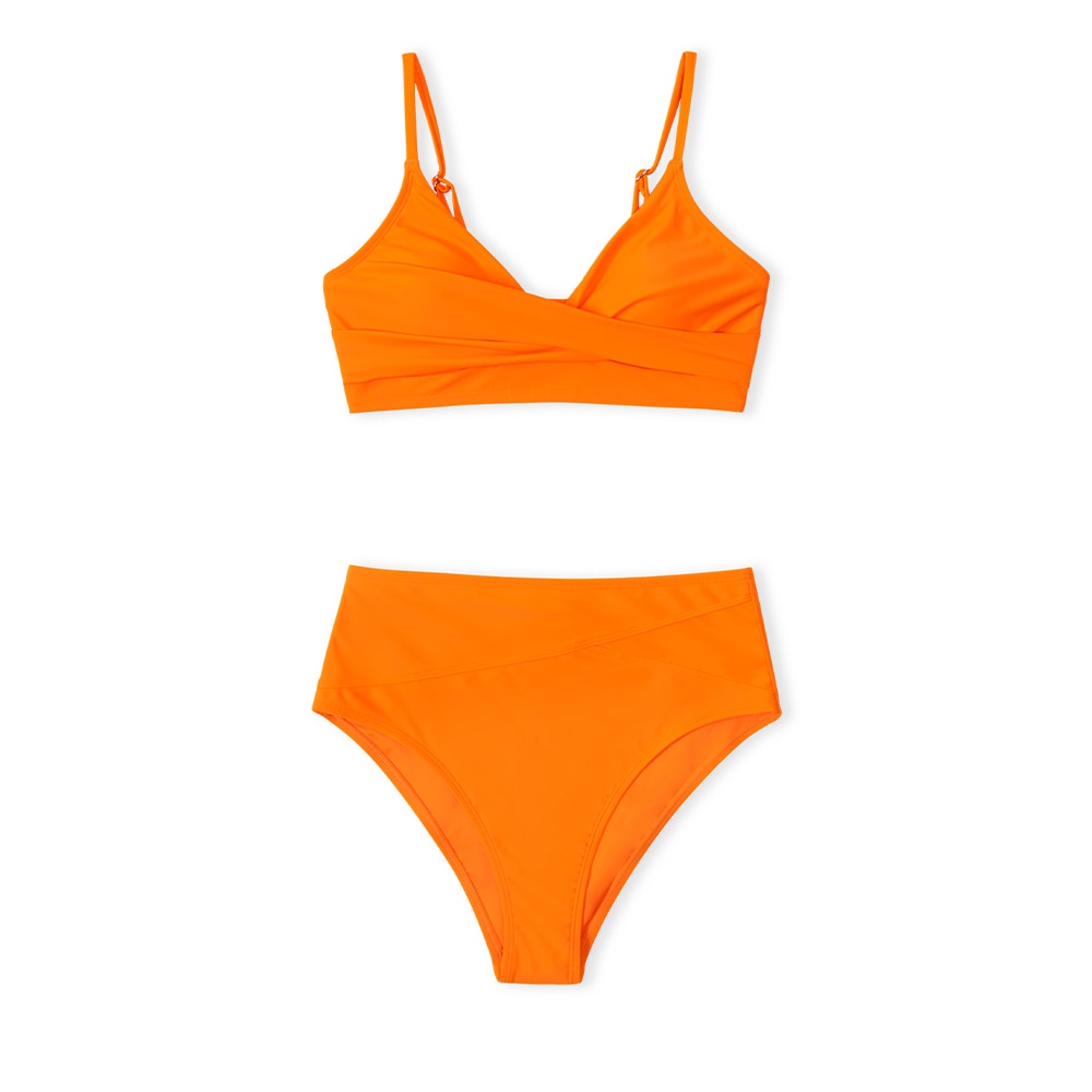 Black Twist High Waist V-Neck Bikini Set