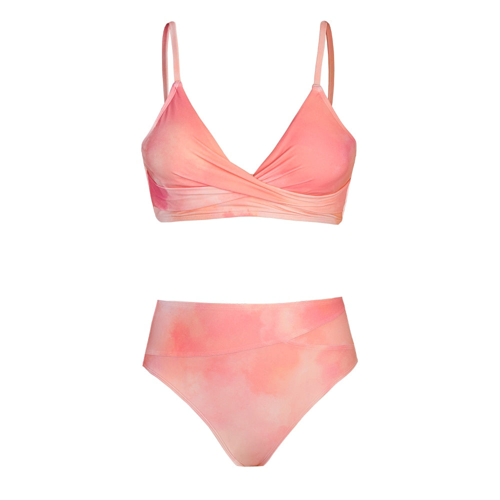 Black Twist High Waist V-Neck Bikini Set