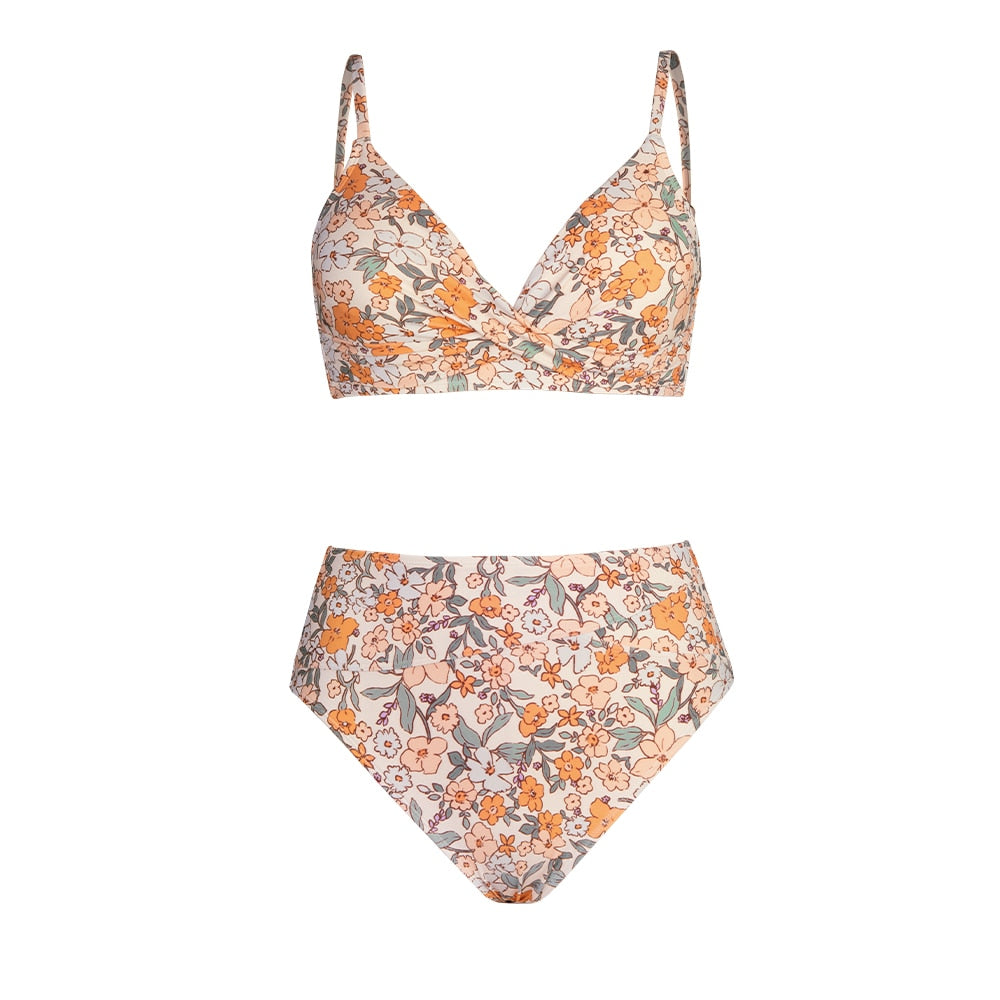 Black Twist High Waist V-Neck Bikini Set