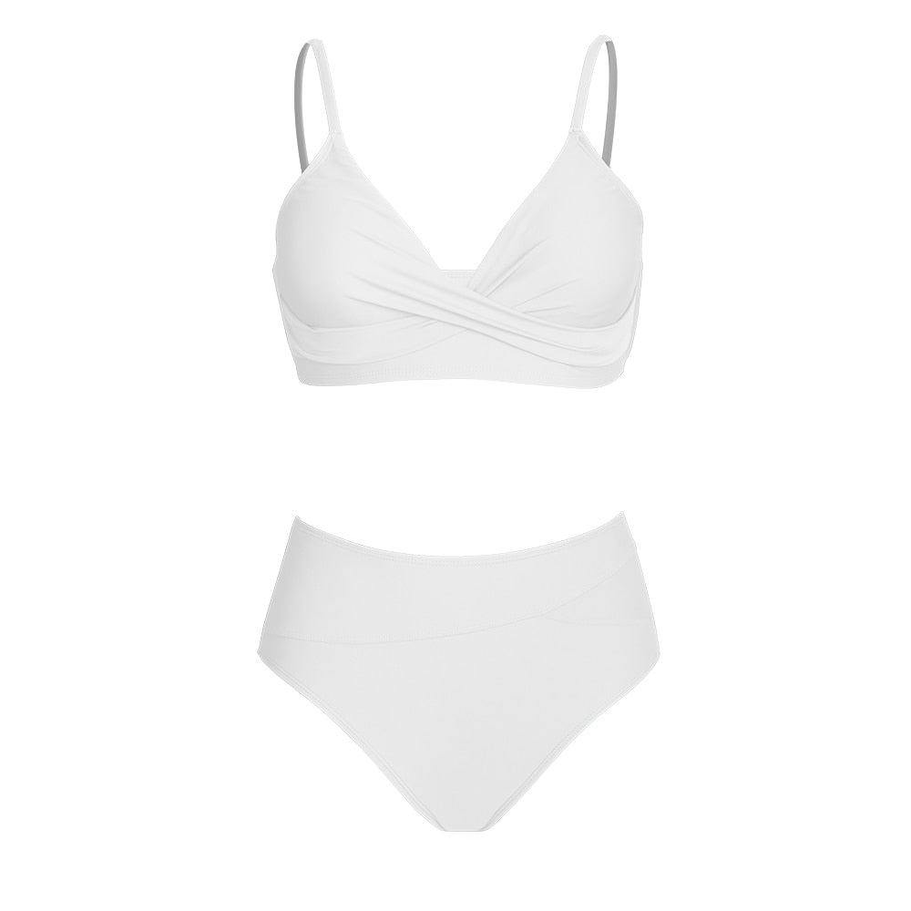 Black Twist High Waist V-Neck Bikini Set