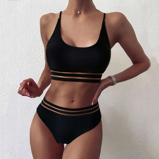 Bathing Suit High Waist Women's Bikini Print Set Swimsuit Net yarn Filled Bra Swimwear Beachwear Bather women bikinis 2021 mujer