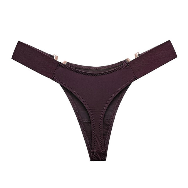 Metal Decor V-Shape High Fork Thong Briefs