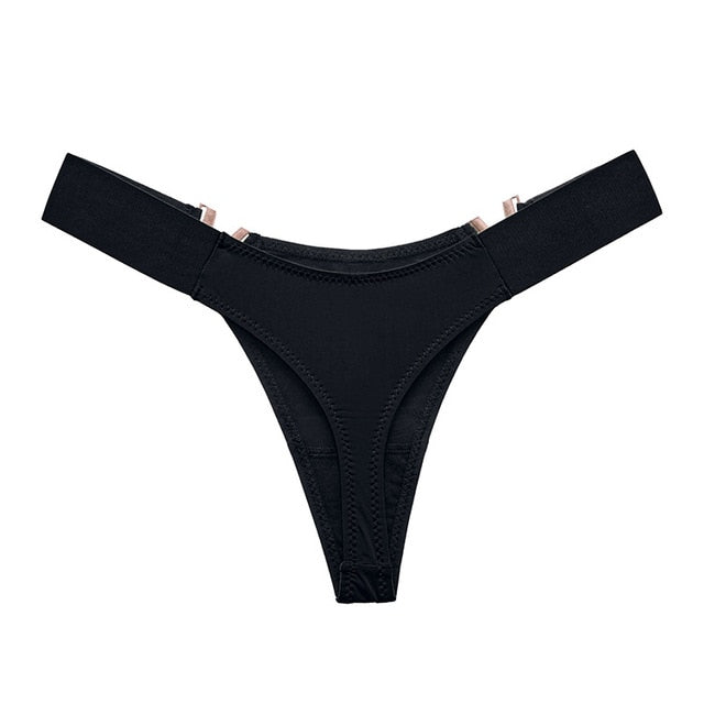 Metal Decor V-Shape High Fork Thong Briefs