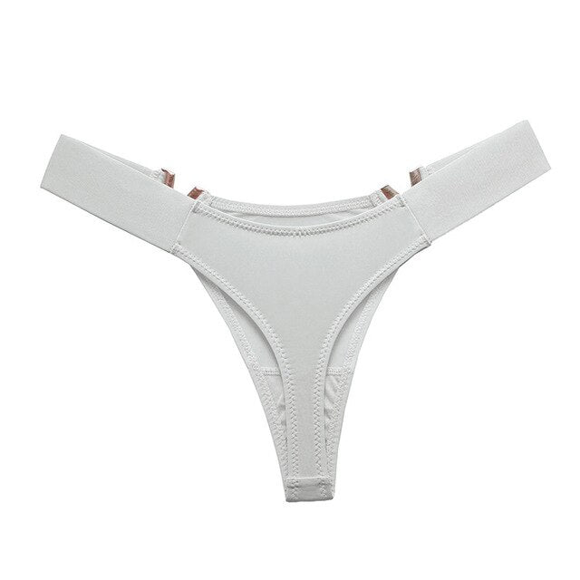 Metal Decor V-Shape High Fork Thong Briefs
