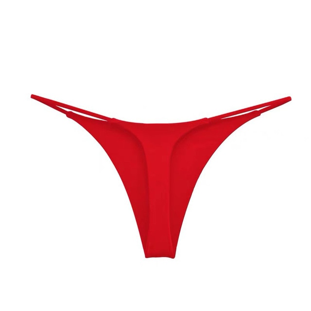 Metal Decor V-Shape High Fork Thong Briefs