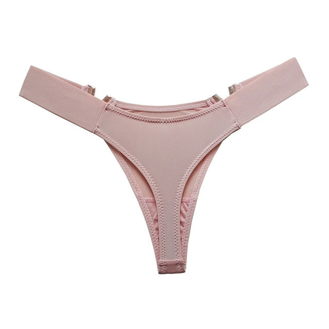 Metal Decor V-Shape High Fork Thong Briefs