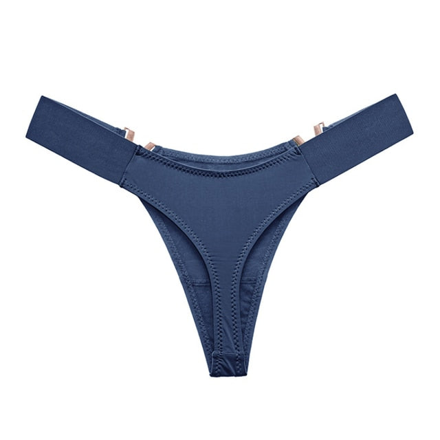 Metal Decor V-Shape High Fork Thong Briefs