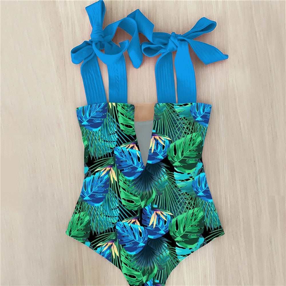 2022 New Sexy One Piece Swimsuit Shoulder Strappy Swimsuit Heart print Swimwear Women Backless Bathing Suit Beach Wear Monokini